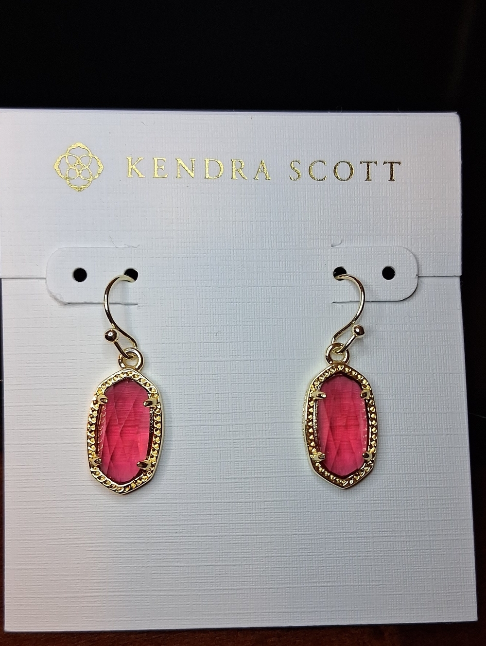 Kendra Scott Red Berry Illuision Lee Drop Earrings Gold New